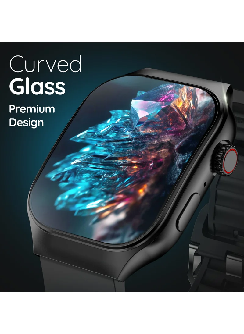 بيبل Pebble Curve 1.99 بوصة (5.05 سم) شاشة منحنية عالية الدقة، مكالمات BT، جناح صحي، وضع رياضي متعدد، حاسبة ذكية، مساعدة صوتية للذكاء الاصطناعي