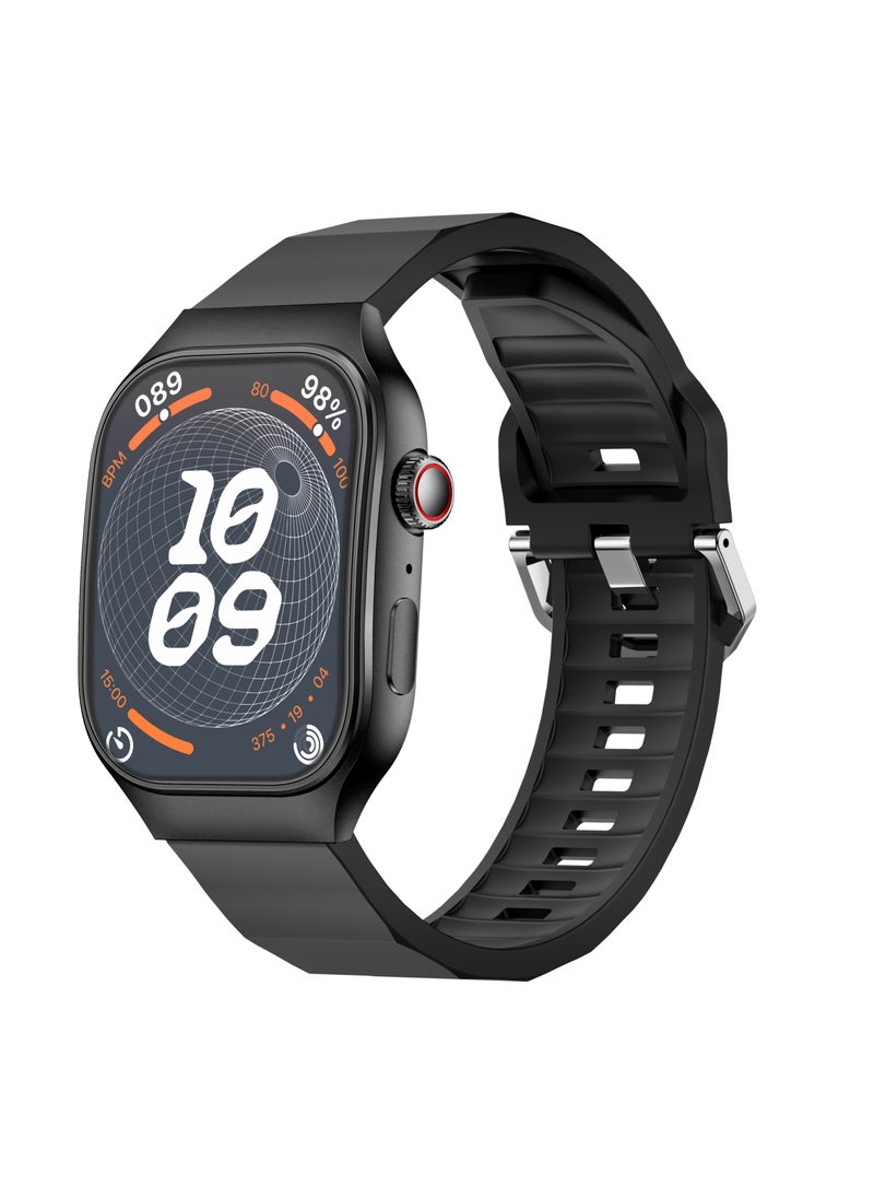 Pebble - Curve 1.99" HD Curved Display Smartwatch, BT Calling, Health Suite, Multi Sports Mode, Smart Calculator, AI Voice Assistance, Compatible with Android & iOS, Up to 5 Days (Stand by), Jet Black - Image 1