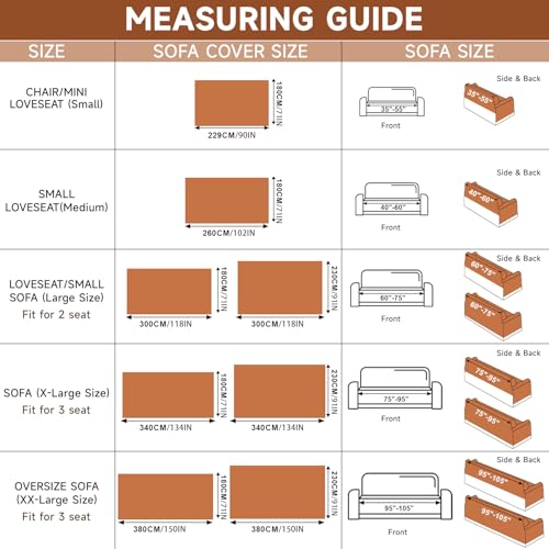 VC Life VClife Modern Orange Couch Cover XXL Sofa Cover for Sectional Couch, Soft Kids Couch Covers for 3 Cushion Couch Sofa, Thick Chenille L-Shape Furniture Sofa Covers for Living Room 71"x150" - Image 2