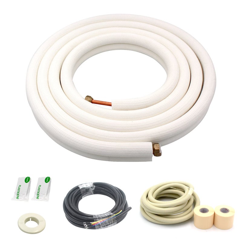 TADERUILY 16 Ft Mini Split Line SetAir Conditioning Copper Tubing Pipe Extension14  12 38 PE Thickened for AC and Heating Equipment Insulated with Nuts 1412