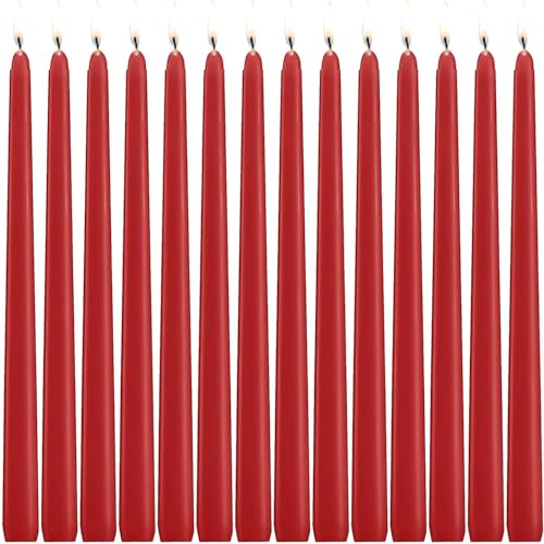 Howemon 14 Pack Red Taper Candles - Taper Candles 12 Inch Dripless, Smokeless & Unscented - 10 Hours Long Burning - Hand Poured Tall Candlesticks - Ideal for Weddings, Dinner Parties, and Home Decor - Image 1