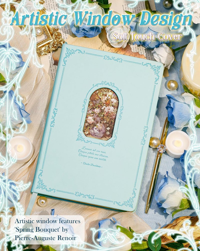 hi!SCI Thick Journal for Women & Girls, 360 Pages A5 Writing Journaling Notebook with Paintings, Women Journal for Writing, Vintage Journal with Gift Box & Pen for Girls Gift Ideas (Ice Blue) - Image 5