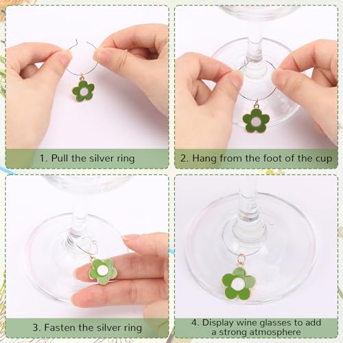 SANNIX Spring Floral Wine Charms - 24pcs Stem Glass Charms for Wine Tasting Party Decorations - Image 4