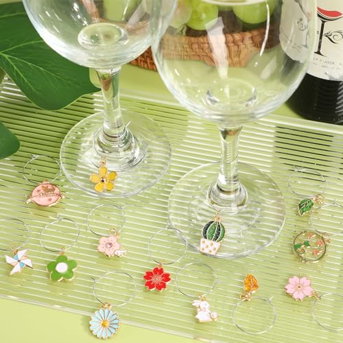 SANNIX Spring Floral Wine Charms - 24pcs Stem Glass Charms for Wine Tasting Party Decorations - Image 5