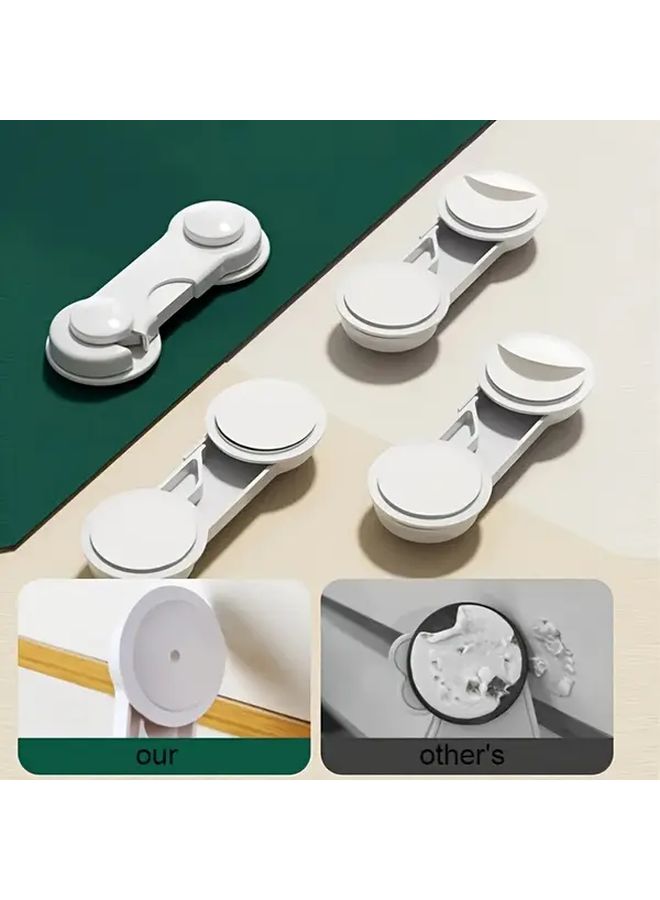 8pcs Home Safety Locks Durable ABS Plastic Phthalate Free White and Blue Set Easy to Install Cabinet Drawer Refrigerator Reusable Multipurpose Anti Pinch Protection - Image 5