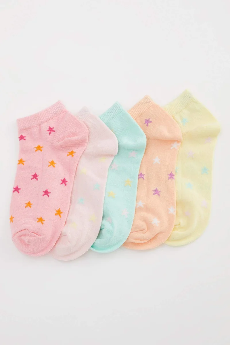 ديفاكتو Girl Star Patterned 5 Pack Booties Socks