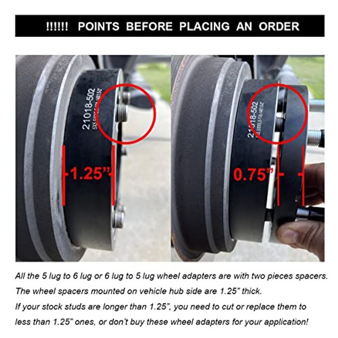 VLAOSCHI Black Forged 6X5.5 To 5X4.75 Wheel Adapters 2 Inch Compatible With Chevy Gmc 6 Lug To 5 Lug Adapter For Tahoe Suburban Silverado Sierra 1500 (Adapt 5X120.65 Rim On 6X139.7 Vehicle)Pack Of 4 - Image 5