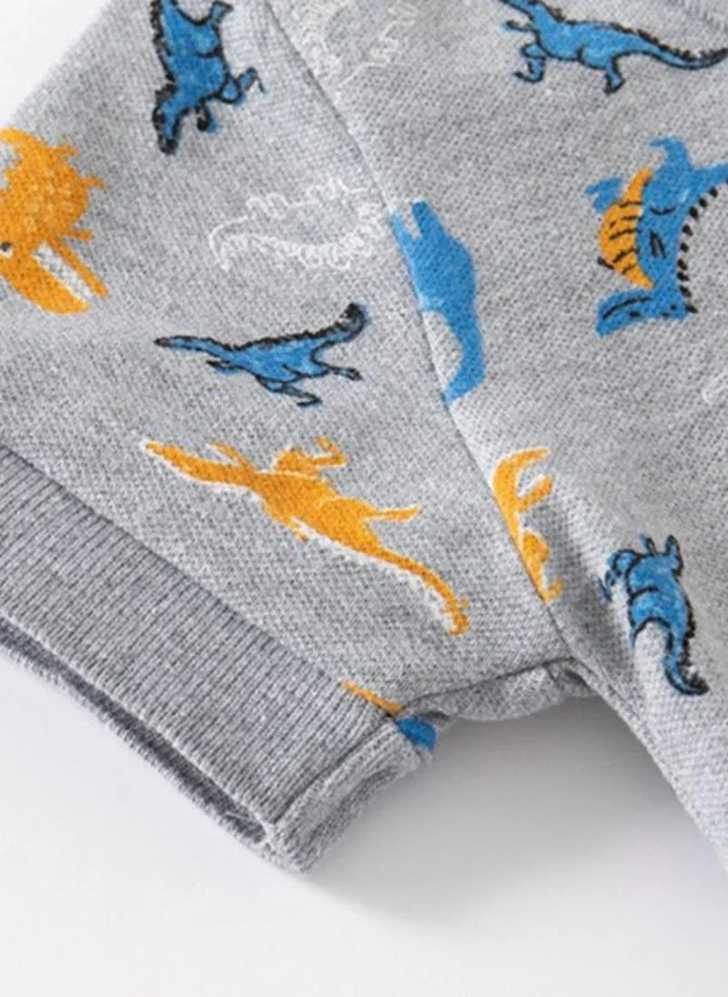 YUNIQEE Grey Printed Polo Collar T-shirt