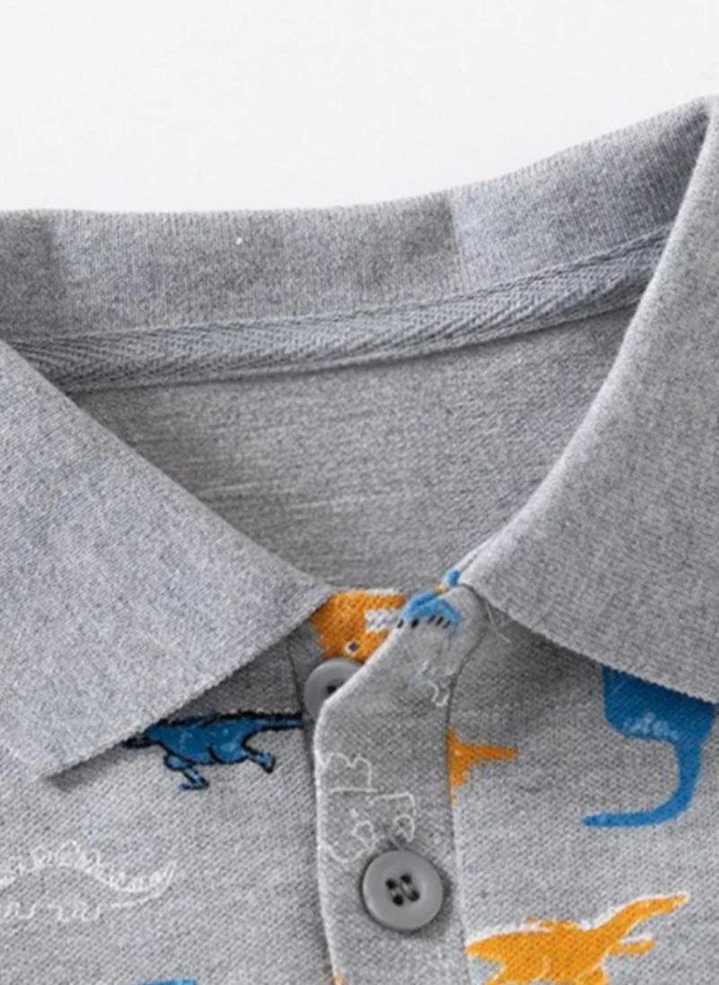 YUNIQEE Grey Printed Polo Collar T-shirt