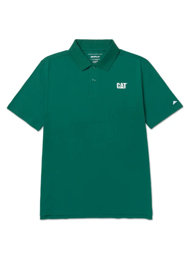 Caterpillar CAT Men’s Pique Logo Polo T Shirt – 95% Cotton 5% Spandex – Soft Stretch Pique – Split Droptail Hem