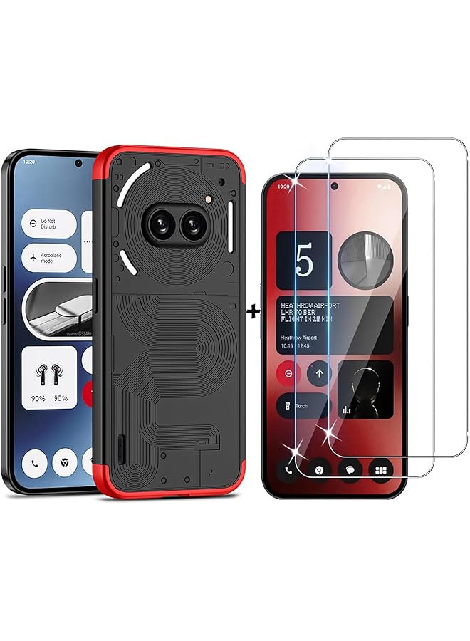 جراب Plus 2 For Nothing Phone 2A وواقي شاشة 360 درجة كامل الجسم مصنوع من مادة بلاستيكية صلبة غطاء خلفي واقي قابل للفصل مقسم نحيف مقاوم للصدمات جراب هاتف مضاد للخدش - Image 1