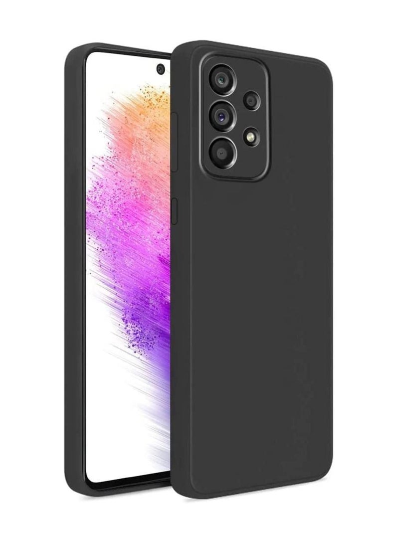 IAF Samsung galaxy A73 5G Soft Silicone Gel Rubber Case Shockproof Matte Finish Back Cover Inner Fabric Lining with Camera Protection Case for (Samsung galaxy A73 5G, Black) - Image 1