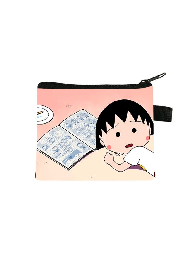 Chibi Maruko-chan Coin Purse Kidsren's Large-capacity Key Card Holder Polyester Cartoon Portable Small Wallet Bag