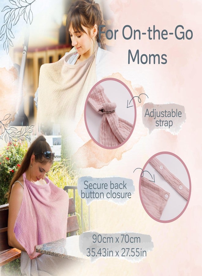KiddyCare غطاء رضاعة كيدي كير، أغطية رضاعة من قطن موسلين، لطيف على بشرة الطفل، أغطية رضاعة مريحة للأمهات، غطاء رضاعة قابل للتنفس لأساسيات الرضاعة (وردي) - Image 5
