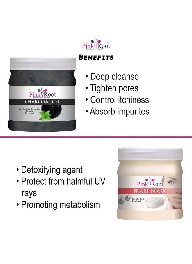 Pink Root - Pink Root Charcoal Gel 500gm with Pearl Mask 500gm - Image 1
