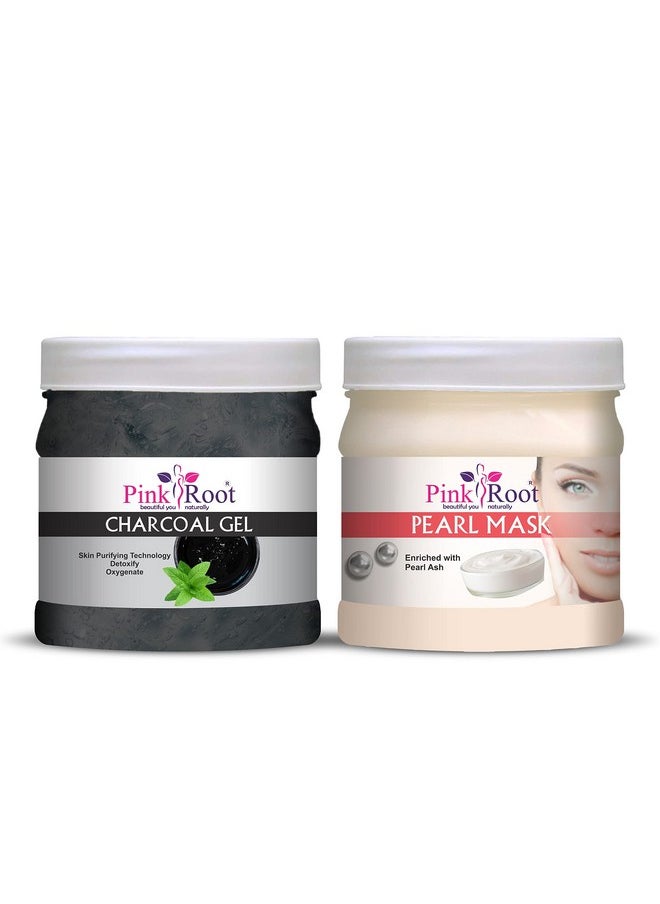Pink Root - Pink Root Charcoal Gel 500gm with Pearl Mask 500gm - Image 1