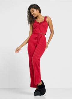 Ginger Lace Ribbed Cami Top & Pyjama Set  - Image 1