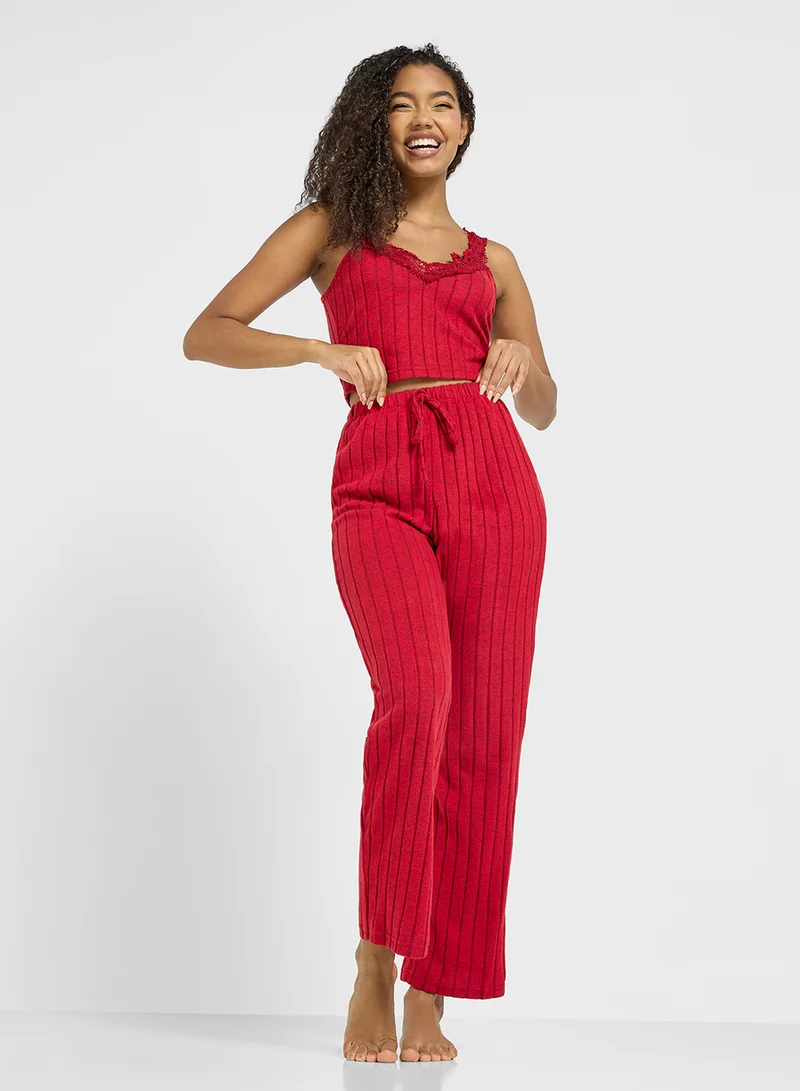 Ginger Lace Ribbed Cami Top & Pyjama Set