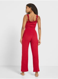 Ginger Lace Ribbed Cami Top & Pyjama Set  - Image 2