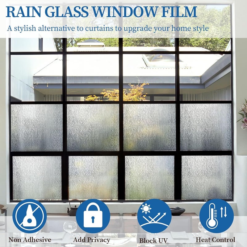 FEOMOS Rain Glass Window Film - UV Blocking Decorative Film - Image 2