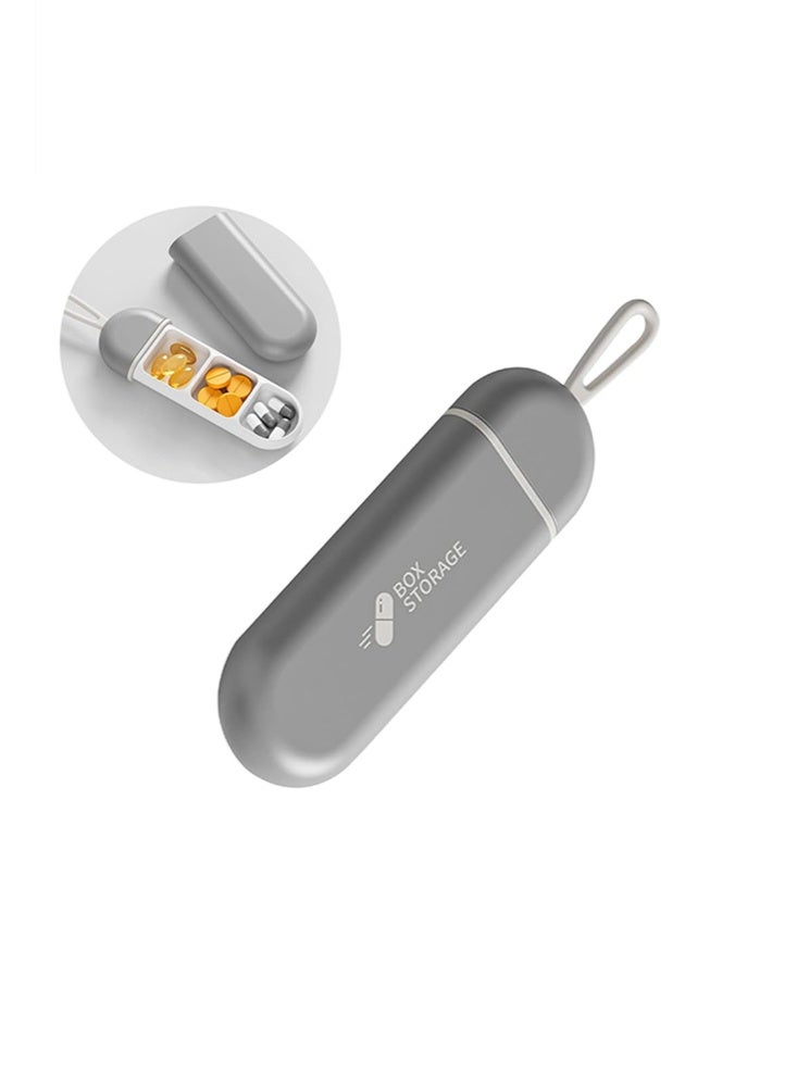 علبة حبوب صغيرة ضد الرطوبة ب3 فتحات - مقاومة للماء ومثالية للسفر أو الاستخدام اليومي - رمادي - Image 1