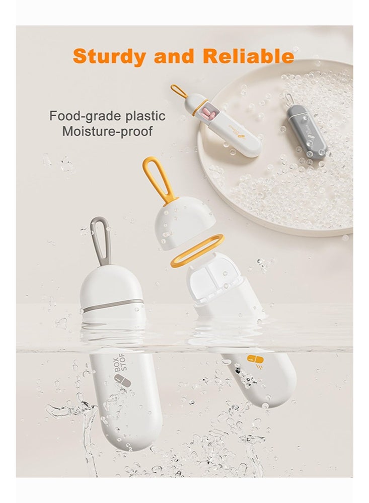 علبة حبوب صغيرة ضد الرطوبة ب3 فتحات - مقاومة للماء ومثالية للسفر أو الاستخدام اليومي - رمادي - Image 3