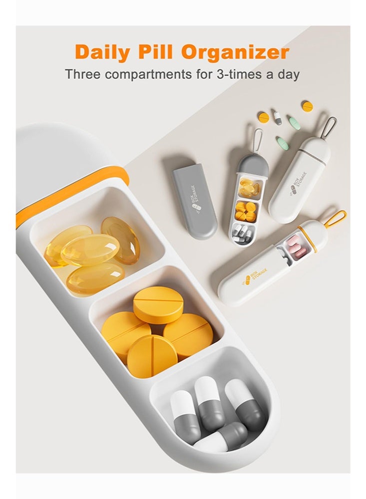 علبة حبوب صغيرة ضد الرطوبة ب3 فتحات - مقاومة للماء ومثالية للسفر أو الاستخدام اليومي - رمادي - Image 5