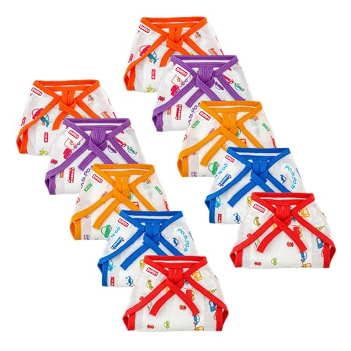 Bumsies Tie up Nappy For Babies, Reusable, Washable Soft Muslin Cotton Nappy/Langot for New Born Baby | Gentle on Baby Skin | Helps in Potty Training | 1-3 months | Pack of 10 | Printed - Image 1