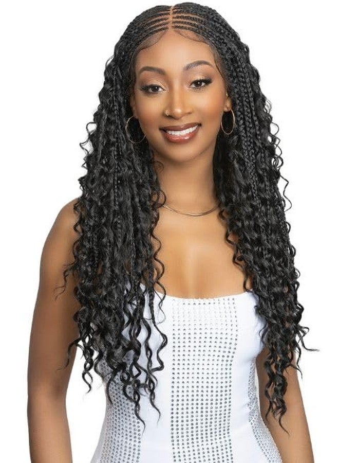 Janet Collection Melt Lace Front ENCORE LAVIE Wig – 28" BOHO BOX Braid Wig – HD 360 Lace 13x6 Free Parting – Human Hair Blend UNIMIX – Pre-Braided Glueless Protective Style (1B) - Image 1