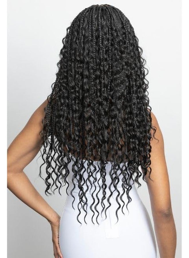 Janet Collection Melt Lace Front ENCORE LAVIE Wig – 28" BOHO BOX Braid Wig – HD 360 Lace 13x6 Free Parting – Human Hair Blend UNIMIX – Pre-Braided Glueless Protective Style (1B) - Image 2