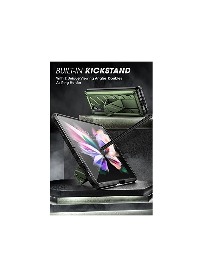 SupCase Unicorn Beetle Case for Galaxy Z Fold 3 5G (2021), Rugged Belt Clip Shockproof Protective Case with Built-in Screen Protector & Kickstand (Guldan) - Image 4