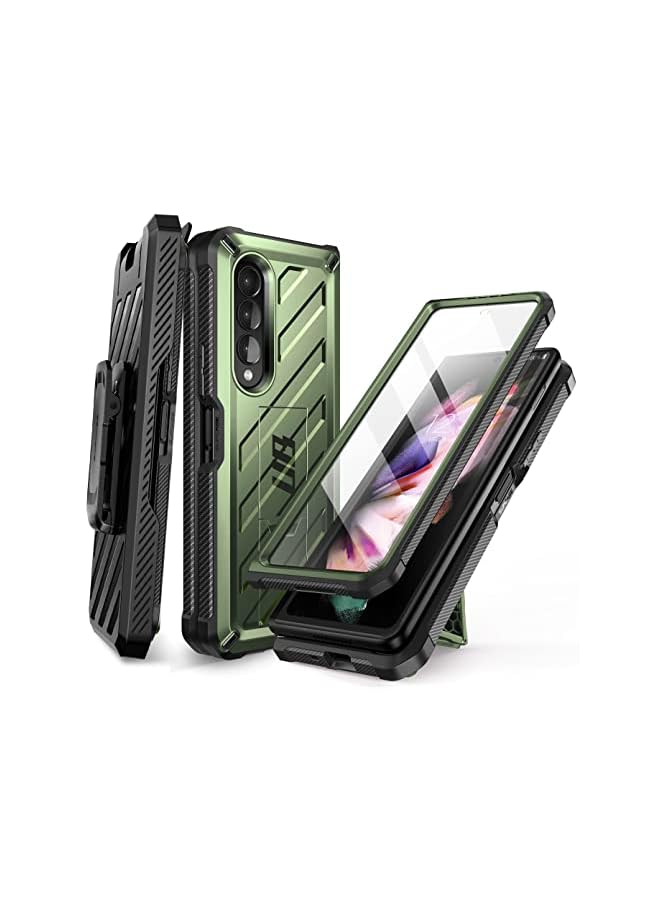 SupCase Unicorn Beetle Case for Galaxy Z Fold 3 5G (2021), Rugged Belt Clip Shockproof Protective Case with Built-in Screen Protector & Kickstand (Guldan) - Image 2