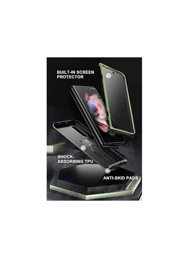 SupCase Unicorn Beetle Case for Galaxy Z Fold 3 5G (2021), Rugged Belt Clip Shockproof Protective Case with Built-in Screen Protector & Kickstand (Guldan) - Image 5