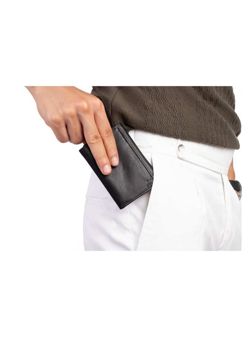 Ar supply Ar Gen Fold Slim Trifold Wallet for Men 100% Genuine Cow Leather – 9 Card Slots with ID Window – Dual Currency Compartments – Compact Minimalist Design - Image 2