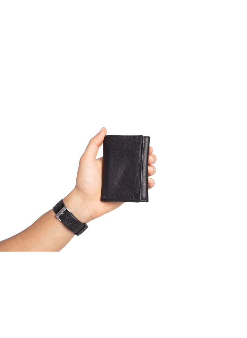 Ar supply Ar Gen Fold Slim Trifold Wallet for Men 100% Genuine Cow Leather – 9 Card Slots with ID Window – Dual Currency Compartments – Compact Minimalist Design - Image 4