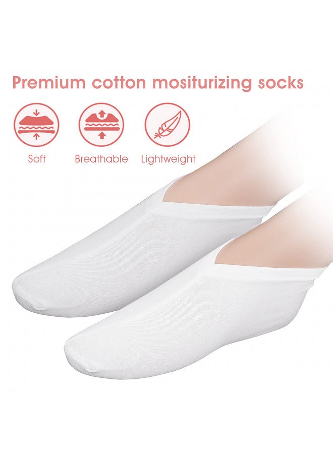 Sibba 2 Pairs Moisturizing Gloves And Socks Touch Screen Moisturizing Gloves For Overnight Bedtime Heal Eczema Sleeping Lotion Hand Spa Treatment Gloves Socks Repair Rough Cracked Dry Chapped Skin  - Image 4
