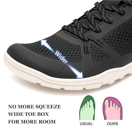 Pulltop Barefoot Trail Running Shoes for Men - Wide Toe Box | Zero Drop Sole | Minimalist Cross-Training Shoes Black Size 9 - Image 3