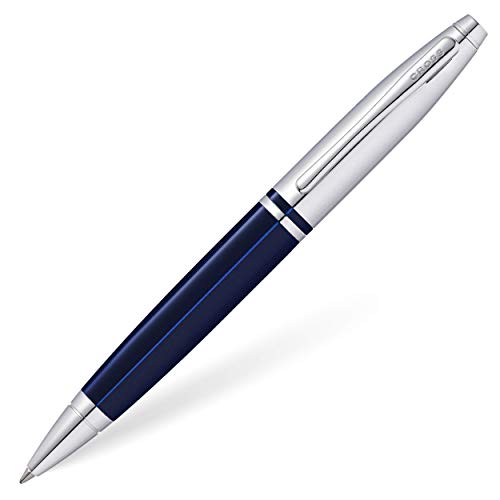 Cross Calais Refillable Ballpoint Pen, Medium Ballpen, Includes Premium Gift Box - Chrome/Blue - Image 1