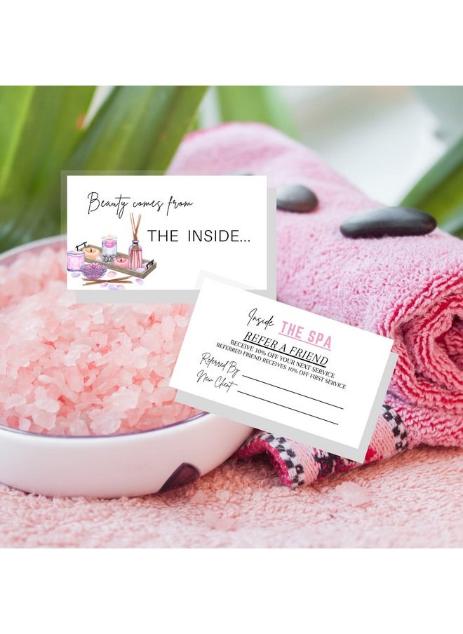 Lashicorn Referral Cards For Salon 50 Pk 2X3.5” For Client Loyalty Discount Business Cards Small Business Spa Scissors And Brush Soft Pink Minimalist Hairstylist  - Image 5
