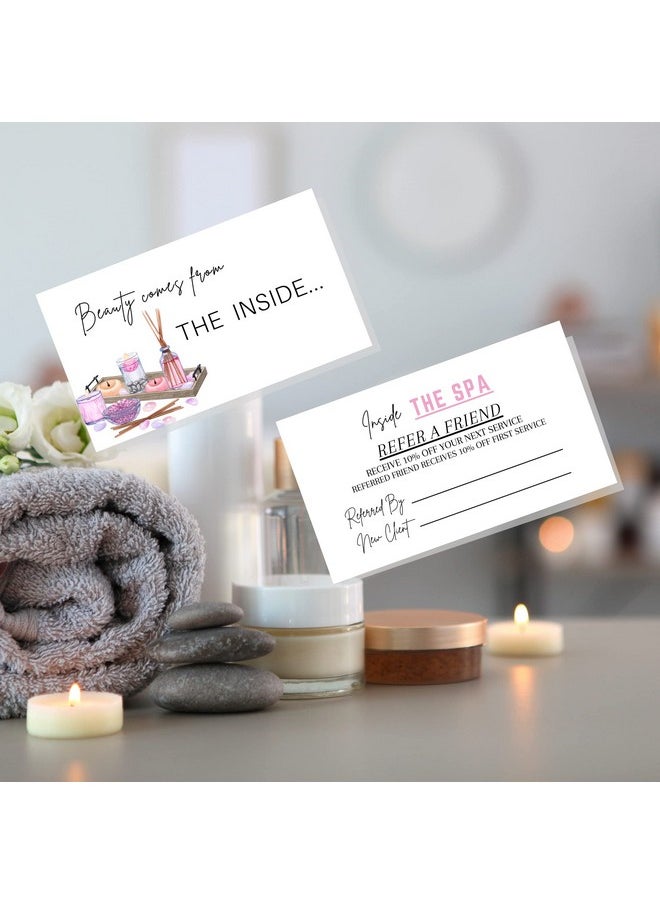 Lashicorn Referral Cards For Salon 50 Pk 2X3.5” For Client Loyalty Discount Business Cards Small Business Spa Scissors And Brush Soft Pink Minimalist Hairstylist  - Image 4