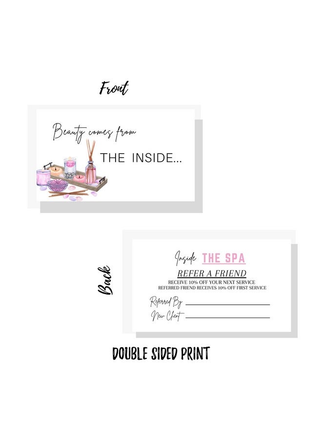 Lashicorn Referral Cards For Salon 50 Pk 2X3.5” For Client Loyalty Discount Business Cards Small Business Spa Scissors And Brush Soft Pink Minimalist Hairstylist  - Image 3
