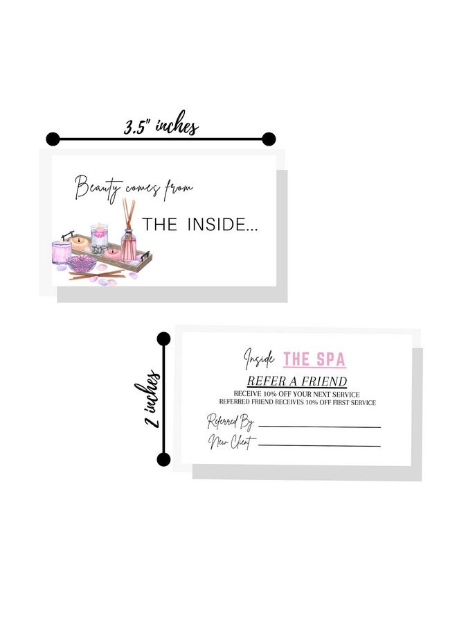 Lashicorn Referral Cards For Salon 50 Pk 2X3.5” For Client Loyalty Discount Business Cards Small Business Spa Scissors And Brush Soft Pink Minimalist Hairstylist  - Image 2