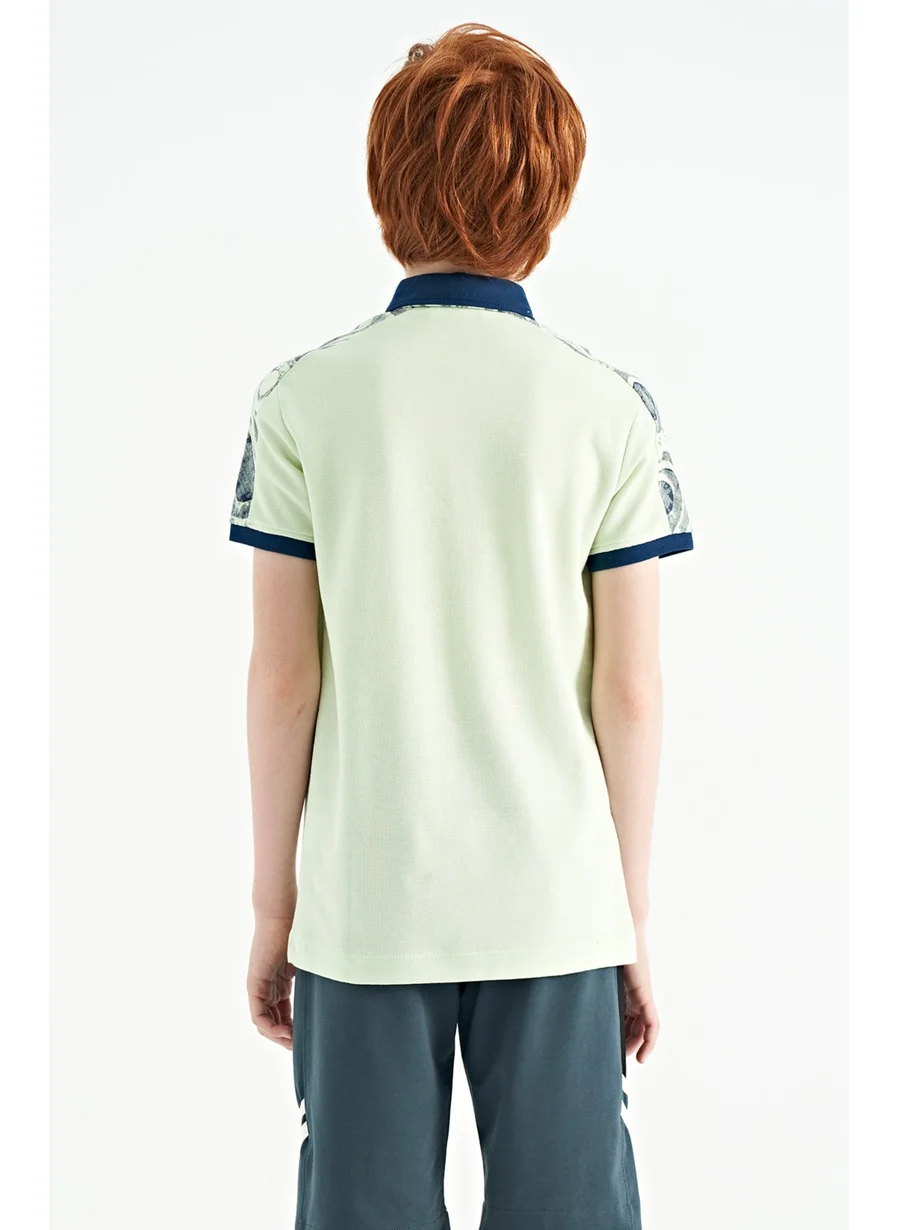 تومي لايف Light Green Print Detailed Pola Collar Standard Pattern Boys T-Shirt - 11166