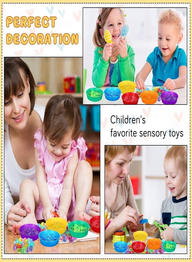 Leitee 62 Pcs Fine Motor Toys Counting Sorting Sensory Bin Filler, 50 Unicorn Acrylic Beads 4 Tweezers 2 Scissors Clips 6 Cups for Boys Girls Early Education and Sorting Counting Training Development - Image 4