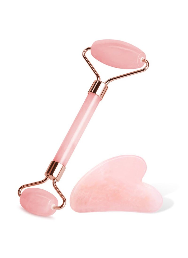 Generic - Scraping Facial Tools And Jade Roller Set Suitable For Facial Scraping Tools For Skin Care Scraping Stone Set Reduces Swelling And Improves Wrinkles Self Care Gift, Pink - Image 1