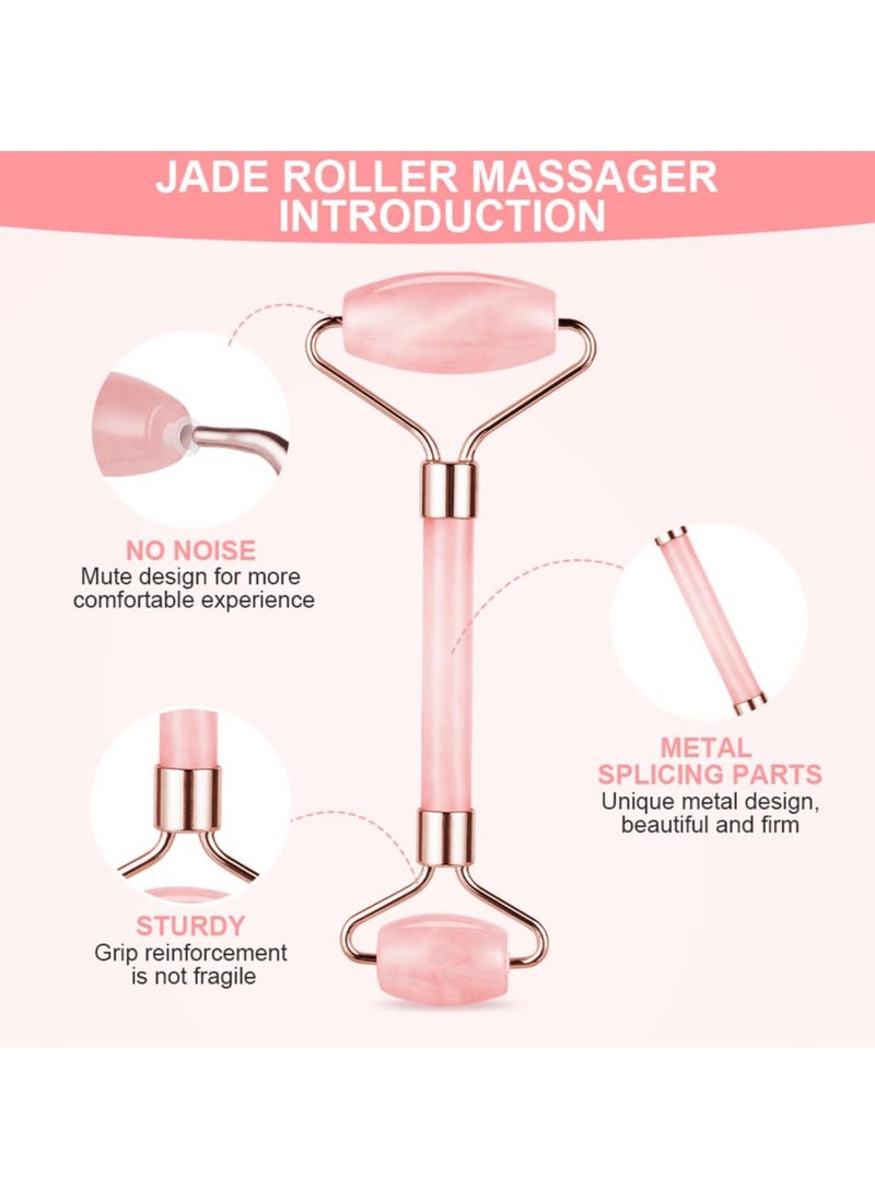 Generic - Scraping Facial Tools And Jade Roller Set Suitable For Facial Scraping Tools For Skin Care Scraping Stone Set Reduces Swelling And Improves Wrinkles Self Care Gift, Pink - Image 1