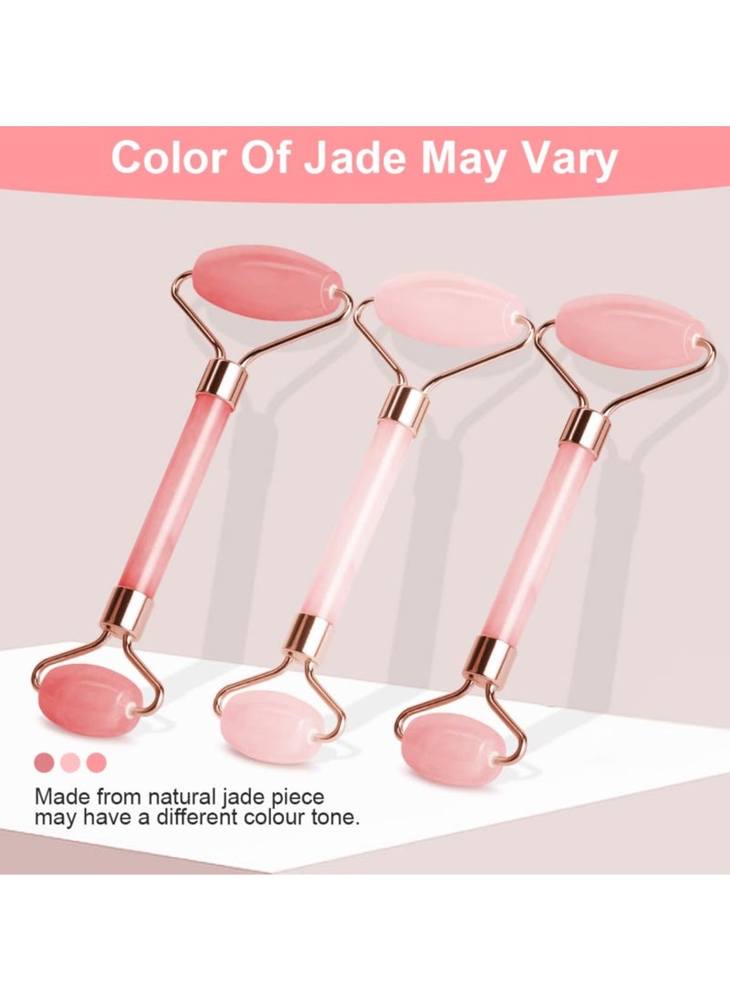 Generic - Scraping Facial Tools And Jade Roller Set Suitable For Facial Scraping Tools For Skin Care Scraping Stone Set Reduces Swelling And Improves Wrinkles Self Care Gift, Pink - Image 1
