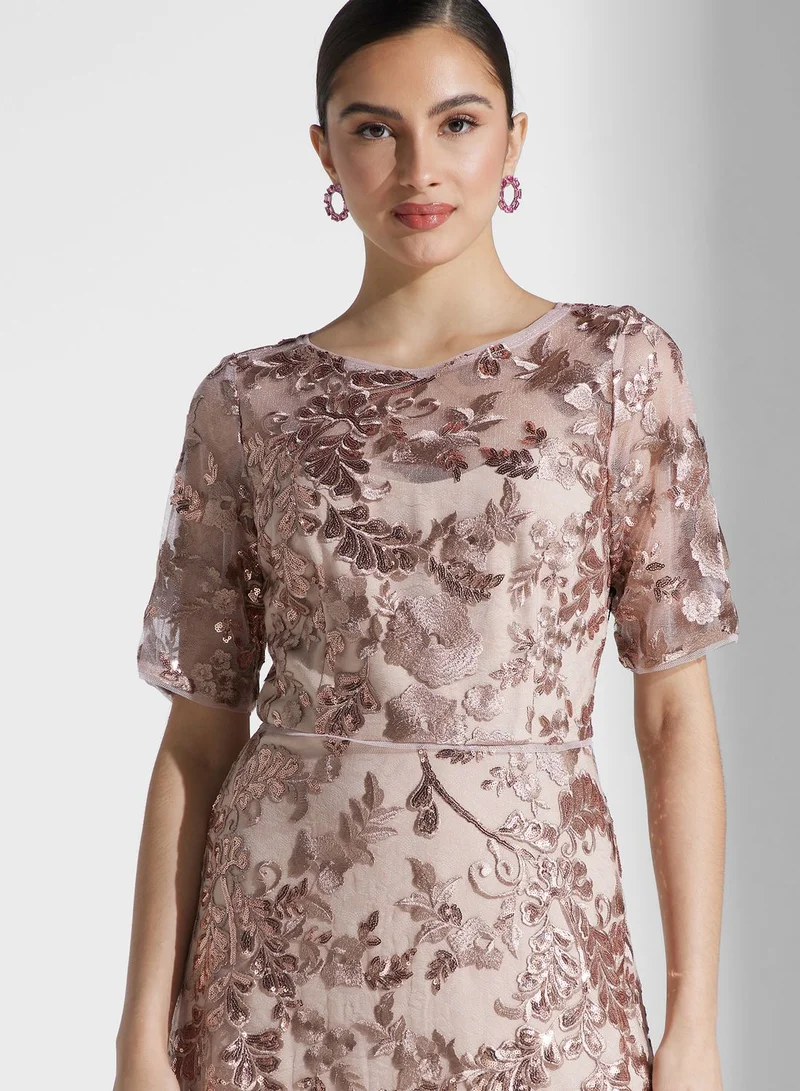 Adrianna Papell Embellished Tiered Dress