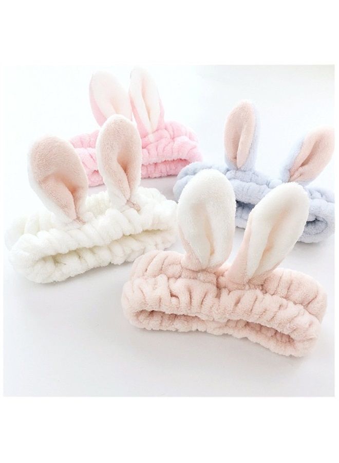 Lovef 5Pcs Bunny Ear Cosmetic Headband Fashion Cute Fluffy Elastic Makeup Headband Hairband for Shower, Face Washing, Facial Mask, Spa, Cosplay, Party - Image 2