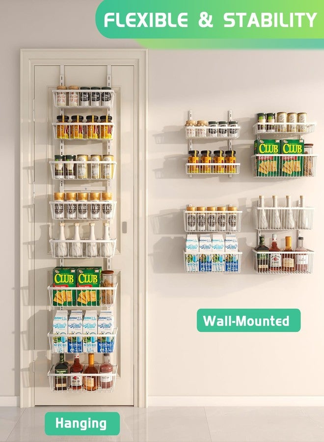 Mefirt White 12 Inch Wide Narrow Over The Door Pantry Organizer, Pantry Organization and Storage, 8-Tier Metal Hanging Deep Basket Wall Spice Rack Seasoning Shelves, Home & Kitchen Essentials - Image 4